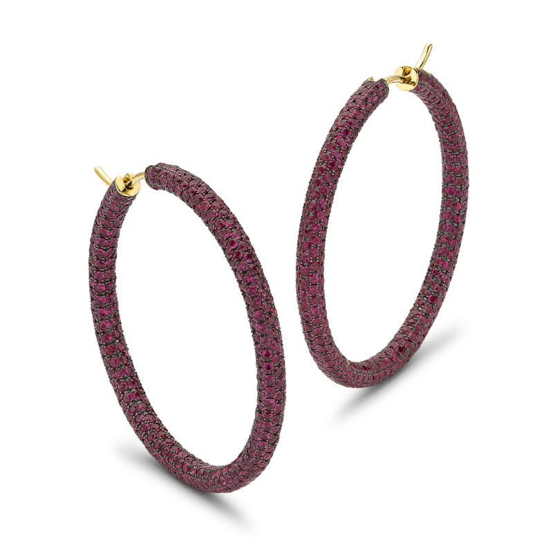 <sup>de</sup>Boulle Collection Ruby Pavé Hoops