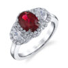 <sup>de</sup>Boulle Collection Ruby Three Stone Ring with Diamond Halo